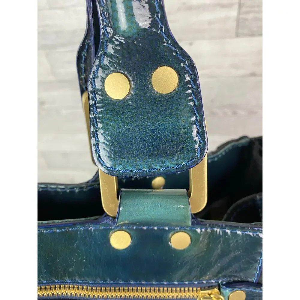 Jimmy Choo Blue Liquid Patent Leather Large Mona Tote Bag Authentic w/ dust bag - Picture 8 of 16